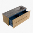 Mondiaz CIRO-DLUX Ensemble de meubles de salle de bains - 130x45x50cm - vasque solid surface Oza - 1 lavabo à droite - sans trous de robinet - 4 tiroirs - Chêne SW1531260