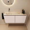 MONDIAZ TURE-DLUX Meuble toilette - 100cm - Rosee - EDEN - vasque Frappe - position gauche - sans trou de robinet SW1102965