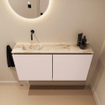 MONDIAZ TURE-DLUX Meuble WC 100cm Rosee. EDEN lavabo Frappe position gauche. Sans trou de robinet. SW1102965