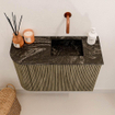 Mondiaz JOYA-DLUX Meuble de salle de bains 61,6cm - arrondi gauche couleur Dusk - Vasque FAYE position droite Sans trou de robinet couleur Lava SW1423285