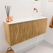 Mondiaz JOYA 100cm toiletmeubel - kleur Oak - Wastafel FAYE positie Rechts Zonder kraangat kleur Talc. SW1421125