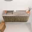 Mondiaz JOYA-DLUX 91.6cm meuble de salle de bains - arrondi droit couleur Dusk - Vasque FAYE position Gauche 1 trou de robinet couleur Oza. SW1426016