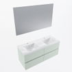 Mondiaz VICA ensemble de meuble de salle de bain - 120cm - meuble sous-vasque greey - 4 tiroirs - lavabo denia double - 2 trous de robinet - couleur Blanc Brillant - miroir LED - version XL 60cm de haut SW1091973