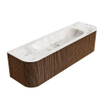 MONDIAZ KURVE-DLUX 160cm Meuble salle de bain avec module 25 G et D - couleur Walnut - 1 tiroir - 2 portes - vasque BIG MEDIUM centre - sans trou de robinet - couleur Frappe SW1137444