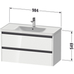 Duravit Ketho 2 meuble sous-lavabo avec 2 tiroirs 98.4x45.5x54.9cm avec poignées anthracite blanc brillant SW772327