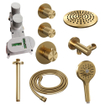 BRAUER Gold Carving Regendoucheset inbouw - hoofddouche 20cm - plafondarm 20cm - 3 carving knoppen - inclusief inbouwdeel - handdouche rond 3 standen - PVD - geborsteld goud SW715541