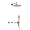 Hotbath Cobber IBS70 Ensemble de douche de tête encastré - bras mural 38,5 cm - douche de tête ronde 30 cm - douchette 3 jets - nickel brossé SW677983