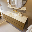 MONDIAZ VICA-DLUX Ensemble meuble de salle de bains - 150cm - meuble bas oro - 2 tiroirs - lavabo encastré cloud central - sans trous de robinetterie - version haute 60cm - glace SW1088268