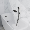 Fortifura Nebbio Ensemble combiné bain - mitigeur thermostatique - coude mural avec support de douchette - flexible de douche lisse - douchette ronde - Remplissage-vidage de baignoire - noir mat SW1238081