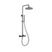 Fortifura Calvi Ensemble de douche pluie - thermostatique - douche principale 25cm - flexible lisse - douchette à main - noir mat SW1204413