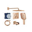 Grohe Grohtherm Ensemble de douche pluie - encastrable - pommeau carré - douchette carrée - bras mural courbé - warm sunset SW1235216