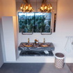 Mondiaz ALAN-DLUX Ensemble de meuble - 120cm - meuble Lava mat - 0 tiroirs - Lavabo Cloud Lava suspendu - vasque Gauche et droite - 2 trous de robinet SW809250
