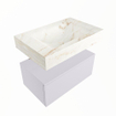 Mondiaz ALAN-DLUX Ensemble de meuble - 70cm - meuble Cale mat - 1 tiroir - Lavabo Cloud Frappe suspendu - vasque Centre - 0 trous de robinet SW805101