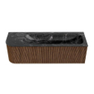 MONDIAZ KURVE-DLUX 145cm Meuble salle de bain avec module 25 G - couleur Walnut - 1 tiroir - 1 porte - vasque BIG LARGE droite - 1 trou de robinet - couleur Lava SW1137274