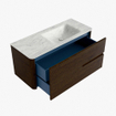 Mondiaz CIRO-DLUX Badkamermeubelset - 110x45x50cm - Solid surface wastafel Opalo - 1 wasbak Rechts - 1 kraangat - 2 lades - Walnut SW1530212