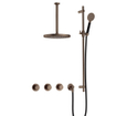 Hotbath Cobber IBS70 Ensemble de douche à encastrer - bras plafond de 30 cm - douche principale ronde de 30 cm - douchette à main à 3 fonctions - barre de douche - laiton vieilli SW677609