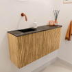 Mondiaz JOYA-DLUX 91.6cm meuble de salle de bains WC - arrondi droit couleur Chêne - Vasque FAYE position Gauche Sans trou de robinet couleur Lava SW1422076