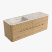 Mondiaz CIRO-DLUX Badkamermeubelset - 140x45x50cm - Solid surface wastafel Nata - 1 wasbak Links - zonder kraangaten - 4 lades - Oak SW1533792