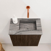 Mondiaz JOYA-DLUX 40cm toiletmeubel - kleur Walnut - Wastafel FAYE positie Rechts Zonder kraangat kleur Sombra. SW1424699