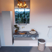Mondiaz ALAN-DLUX Ensemble de meuble - 110cm - meuble Cale mat - 1 tiroir - Lavabo Cloud Lava suspendu - vasque gauche - 0 trous de robinet SW808199