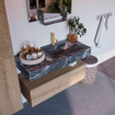 Mondiaz ALAN-DLUX Ensemble de meuble - 100cm - meuble Washed Oak mat - 1 tiroir - Lavabo Cloud Lava suspendu - vasque Droite - 1 trou de robinet SW809052