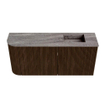 Mondiaz JOYA-DLUX Meuble de salle de bains - 91,6cm - arrondi gauche couleur Walnut - Vasque FAYE position droite Sans trou de robinet couleur Oza SW1424589