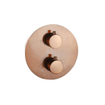 Fortifura Calvi Ensemble de douche à encastrer - rond - thermostatique - bras mural - glissière - douche principale de 25 cm - douchette ronde - flexible lisse - Cuivre brossé PVD (Cuivre) SW1244957