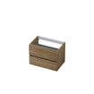 INK Wastafelonderkast - 70x45x52cm - 2 lades - greeploos - met houten keerlijst - MFC - Zuiver eiken SW439238