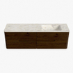 Mondiaz CIRO-DLUX Ensemble de meubles de salle de bains - 160x45x50cm - Plan-vasque Solid surface Ostra - 1 lavabo à droite - sans trous de robinetterie - 4 tiroirs - Noyer SW1530389