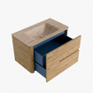 Mondiaz CIRO-DLUX Badkamermeubelset - 80x45x50cm - Solid surface wastafel Saba - 1 wasbak Midden - 1 kraangat - 2 lades - Oak SW1531155