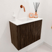 Mondiaz JOYA 50cm toiletmeubel - kleur Walnut - Wastafel FAYE positie Links Zonder kraangat kleur Talc. SW1421261