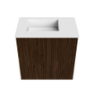 Mondiaz JOYA 40cm meuble de salle de bains - couleur Walnut - Lavabo FAYE position Gauche Sans trou de robinet couleur Talc. SW1421229