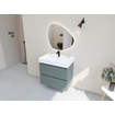 HR badmeubelen Infinity XXL 3D Ensemble de meuble de salle de bains - 80 cm - 1 lavabo en céramique kube blanc - 1 trou de robinet - 2 tiroirs - mat petrol SW863455