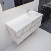 Mondiaz VICA ensemble de meuble de salle de bain - 120cm - meuble sous-vasque carrara - 2 tiroirs - lavabo moon droite - 1 trou de robinet - miroir LED - version XL 60cm haut SW1097609