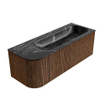 MONDIAZ KURVE-DLUX 125cm Meuble salle de bain avec module 25 G - couleur Walnut - 1 tiroir - 1 porte - vasque BIG MEDIUM droite - sans trou de robinet - couleur Lava SW1137253