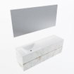 Mondiaz VICA ensemble de meuble de salle de bain - 150cm - meuble sous-vasque carrara - 2 tiroirs - lavabo cloud gauche - sans trous de robinet - couleur talc - miroir LED - version XL 60cm de haut SW1095812