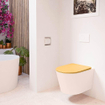 MONDIAZ LAVIE wandclosetpack - 36x53cm - diepspoel - rimless - Rosee (roze) - softclose - quick-release - toiletzitting - Ocher (geel) SW1208677