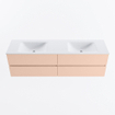 Mondiaz Vica ensemble de meuble de salle de bain - 170cm - meuble sous lavabo rosee - 4 tiroirs - lavabo cloud double - 2 trous de robinet - version haute de 60cm - talc SW1083356