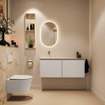 MONDIAZ TURE-DLUX Meuble toilette - 120cm - Linen - EDEN - vasque Frappe - position gauche - sans trou de robinet SW1102867