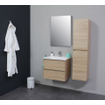 Basic Bella Meuble avec lavabo acrylique 1 trou de robinet 60x55x46cm avec armoire toilette à 1 porte gris Chêne SW398079