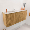 Mondiaz JOYA-DLUX 90cm toiletmeubel - kleur Oak - Wastafel FAYE positie Links 1 kraangat kleur Meli. SW1423938