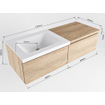 Mondiaz BUKLA Ensemble de meuble salle de bain - 120x45x34cm - 1 trou de robinet - lavabo à gauche - solid surface - Urban - sans poignée - 2 tiroirs - Mélamine - Chêne blanchi SW704825