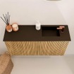 Mondiaz JOYA 80cm toiletmeubel - kleur Oak - Wastafel FAYE positie Rechts 1 kraangat kleur Urban. SW1421196