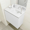 MONDIAZ OLAN Fonteinset - 60x30x40cm - 1 kraangat - 1 lade - talc mat - wasbak rechts - Solid Surface Wit SW473187