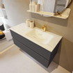 Mondiaz VICA-DLUX Ensemble de meuble de salle de bain - 110cm - meuble sous-vasque gris foncé - 2 tiroirs - lavabo encastré cloud droite - 1 trou de robinet - version haute de 60cm - opalo SW1087833