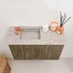 Mondiaz JOYA-DLUX 60cm toiletmeubel - kleur Dusk - Wastafel FAYE positie Links 1 kraangat kleur Glace. SW1423136