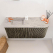 Mondiaz JOYA-DLUX 81.6cm toiletmeubel - ronding rechts kleur Shadow - Wastafel FAYE positie Links 1 kraangat kleur Glace. SW1422782