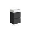 Xellanz Mini meuble bas avec 2 tiroirs 45 cm noir mat et lavabo céramique blanc brillant SW917262