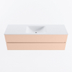 MONDIAZ VICA Ensemble meuble de salle de bains - 150cm - meuble bas rosee - 2 tiroirs - vasque cloud au centre - sans trous de robinet - version haute de 60cm - talc SW1083493