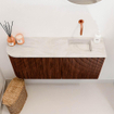 Mondiaz JOYA-DLUX 91.6cm toiletmeubel - ronding links kleur Ruby - Wastafel FAYE positie Rechts Zonder kraangat kleur Ostra. SW1423826